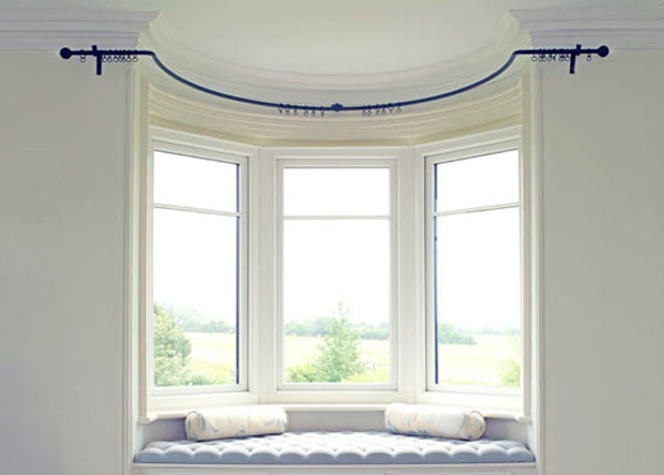 Bay window curtain poles