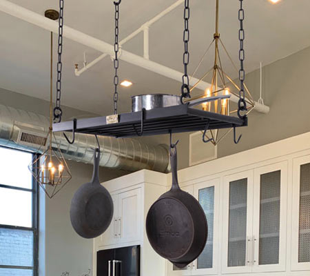 Wrought iron ceiling haning pan rack - Holly