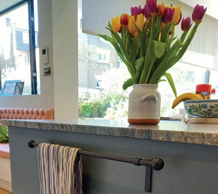 Iron towel rails and toilet roll holder