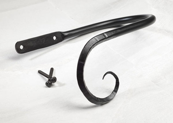 Ram's Horn finial curtain hold back - black